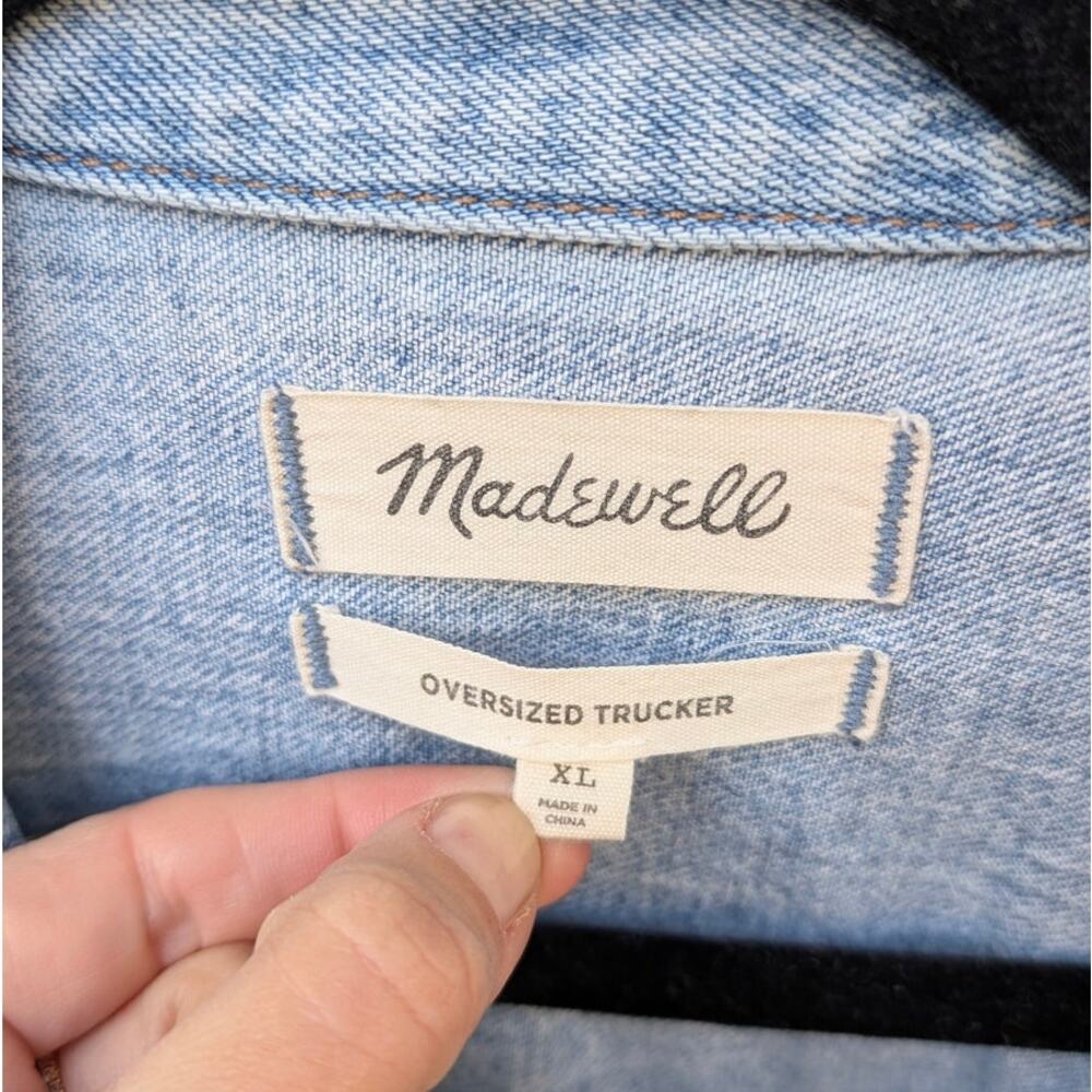 Madewell The Oversized Trucker Jean Jacket in Kelson Wash Womens XL Blue Denim - Picture 10 of 11